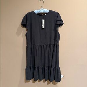 NWT Alice & Olivia Women's Black Tiered Short Sleeve Dress, size 14